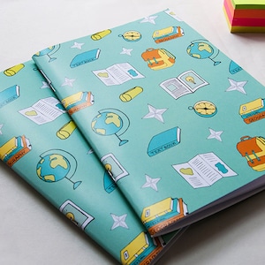 A5 Notebook, Geography Pattern Print Notebook with 40 blank pages