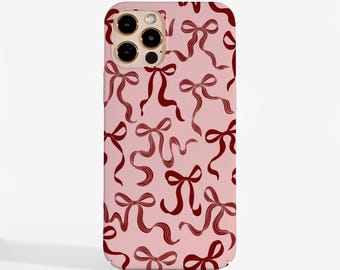 Funda para teléfono con lazos navideños, cintas festivas, tapa dura