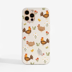 Chicken-telefoonhoesje voor iPhone 16e, iPhone 16, iPhone 15 pro, 14 pro, 12 Pro, Samsung Galaxy S25, Google Pixel 6, OnePlus. Hoes voor boerderijtelefoon