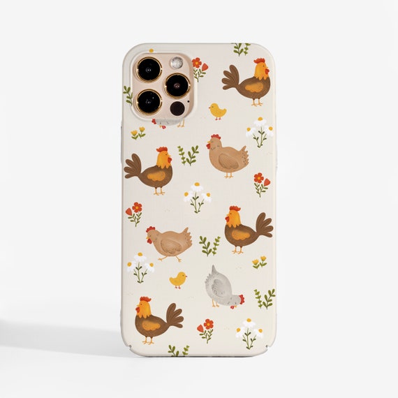 Chicken Phone Case  Fun Animal Print, Hard Plastic cover for iPhone,  Google Pixel, OnePlus & Samsung, Quirky Aesthetic. Farm Phone cover