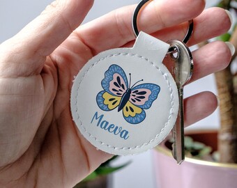 Personalised Butterfly Kids Bag Tag: School Backpack Name Keyring. Cute Butterfly School Backpack Accessory. Luggage Tag for Children