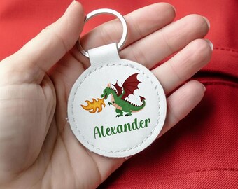 Personalized Dragon Bag Tag. Kids School Backpack Accessory. Kids Personalised Keychain.  Luggage Tag for Children.