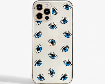 Celestial Evil Eye Star - Funda transparente para iPhone 11, iPhone 12/12  Pro, 12 ProMax, iPhone 12 Mini, iPhone 13/13 Pro, protección contra caídas