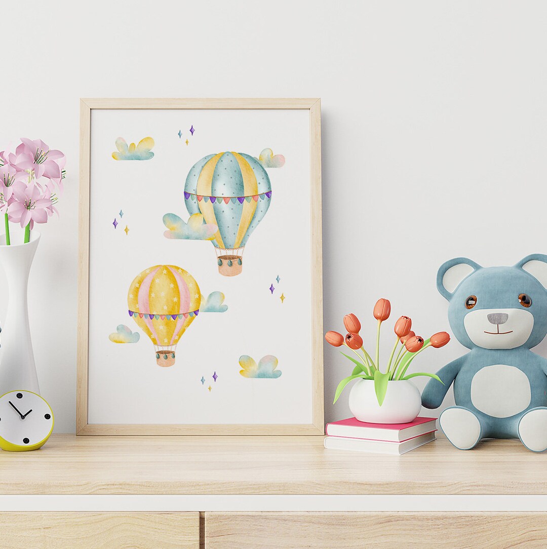 Watercolour Hot Air Balloon Wall Print A4 (210 X 297 Mm). Printable Art ...