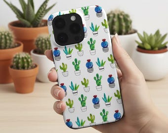 Funda para teléfono con diseño de cactus para iPhone 17, 16, 15, 14, 13, Samsung Galaxy S25, S24, Google Pixel 9, 8, OnePlus 11. Funda para teléfono con lindos cactus.