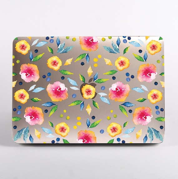 Watercolour Florals MacBook Case, Hard Plastic Cover for Pro 14, Pro 13, Pro 16, Pro 15, Air 15, Air 13 and MacBook Neo.