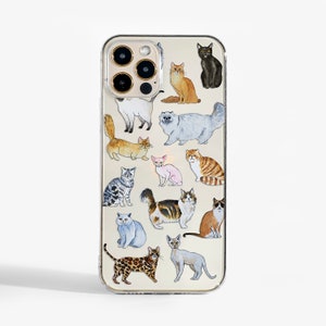 Cats Phone Case Clear Cat Phone Case for iPhone 15 iPhone 14 Pro iPhone 13 Pro iPhone 12 mini Samsung S22 gift for her gift for christmas