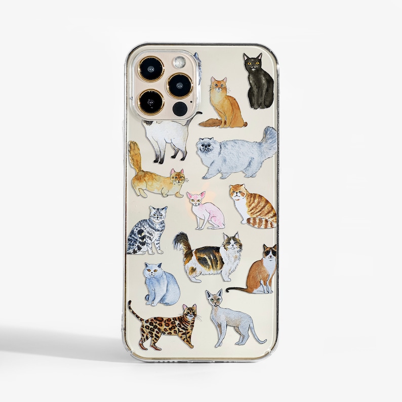 Cats Clear Cell Phone Case Design for iPhone Cases Samsung Etsy