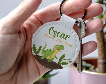 Etiqueta personalizada para mochila con diseño de dinosaurio T-Rex: accesorio para mochila escolar infantil