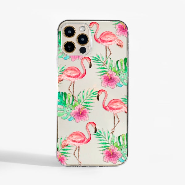 Flamingo Phone Case Clear Phone Case for iPhone 15 Pro Max iPhone 14 Pro iPhone 13 Pro iPhone 12 Mini Samsung S21 S22 OnePlus 9 Gift for Her