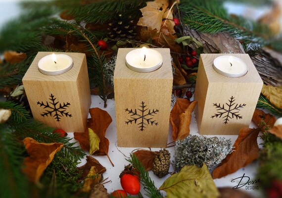 Items similar to Christmas Wooden Tea Light holder . Tealight holders