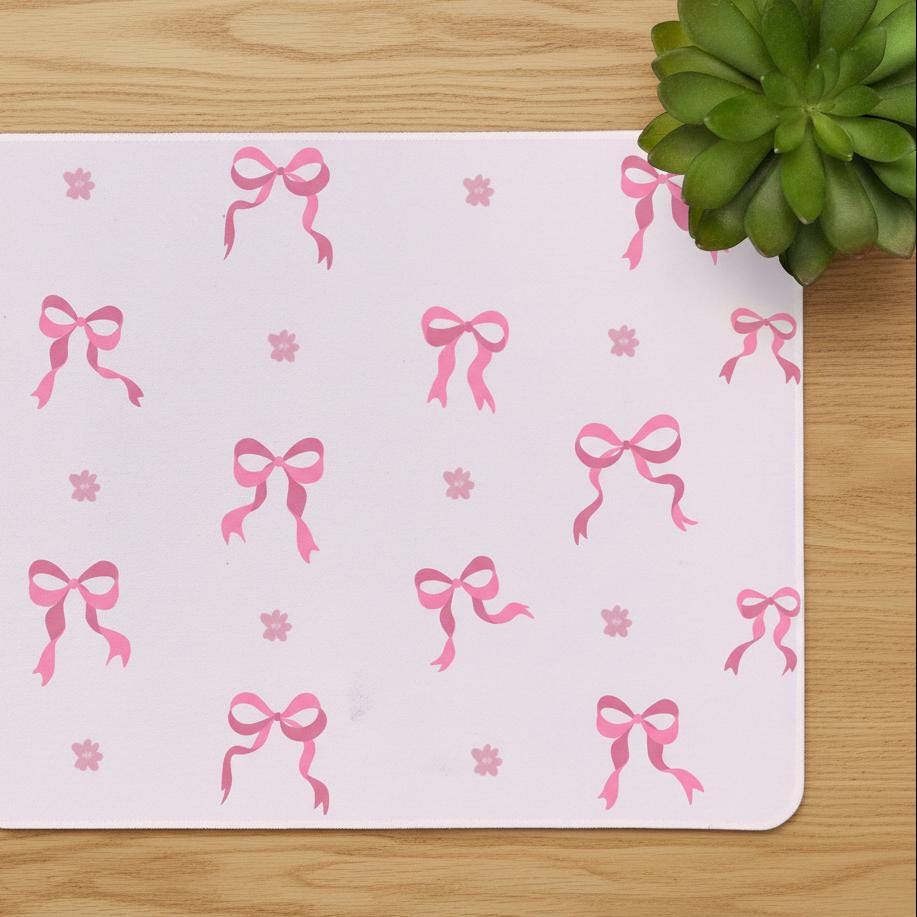 Pink Bow Desk Mat, Large Mousepad, Soft Anti-slip Desk Pad, Table Mat ...