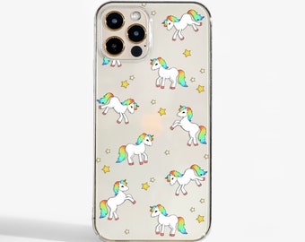 Cute Unicorn phone case fit for iPhone 14 Pro, 13, 12, 11, XR, 8+, 7 & Samsung S21, S22, Google Pixel 5, OnePlus 9 and more