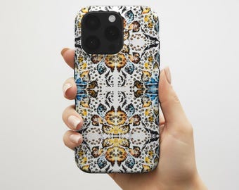 Funda para teléfono con estampado animal caleidoscopio / Cubierta protectora resistente y brillante de doble capa para iPhone, Google Pixel, OnePlus y Samsung