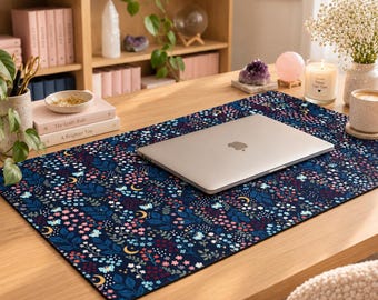 Midnight Florals Desk Mat, Floral Desk Pad, Large Mousepad, Soft Anti-slip deskmat. Keyboard mat. Desktop mat, Computer Playmat