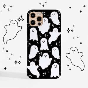 Halloween Ghosts Phone Case, Cute Spooky Phone Case/Cover For iPhone 16e, iPhone 15, iPhone 14, 13, 12, Samsung S21, S25 Ultra, Google Pixel