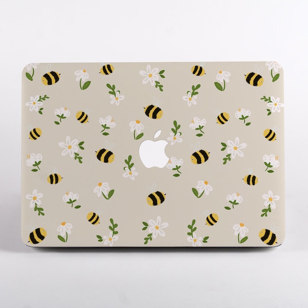 Bees and Flowers MacBook Case for Macbook for Air 15" A2941, Pro 13 M2, Air 13 M2 , 14 A244, MacBook Pro 16, and Pro 15 inch.