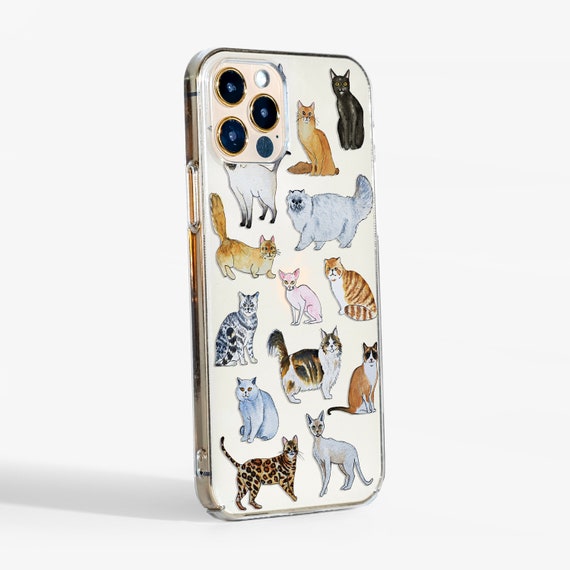 Cat Stamps Graphic Pattern Anti-fall Silicon Phone Case For Iphone 14, 13,  12, 11 Pro Max, Xs Max, X, Xr, 8, 7, 6, 6s Mini, Plus, Purple Style, Gift  For Birthday, Girlfriend