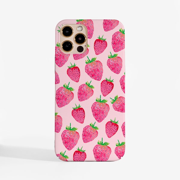 Strawberry phone case for iPhone 14, 13, 12 Pro Max, 11, Samsung S21, S22, Google Pixel 5, OnePlus 9 and more