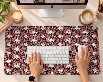 Autumn Flowers Desk Mat, Floral Desk Pad, Large Mousepad, Soft Anti-slip deskmat. Keyboard mat. Desktop mat, Computer Playmat