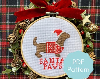 Santa Paws Christmas Cross Stitch - PDF Pattern