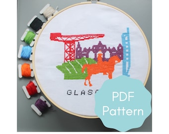 Glasgow Landmarks Cross Stitch Pattern - PDF digital download pattern