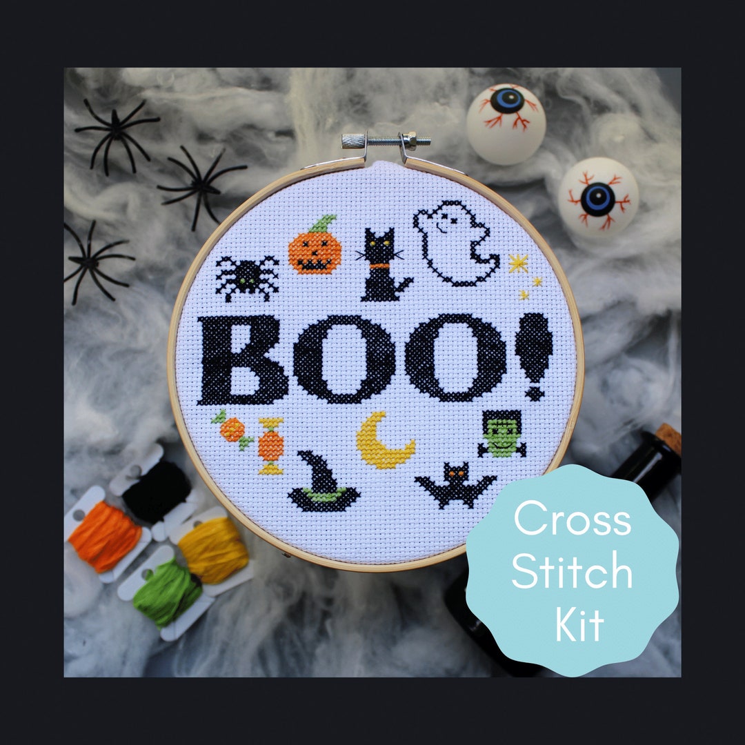 Halloween Cross Stitch Kit. Happy Pumpkin Spice Season Kit
