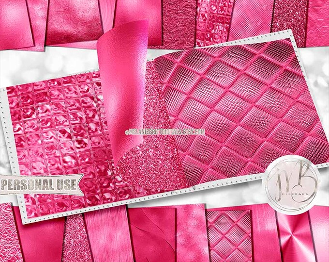 Bright Pink Opulent Scrapbook Paper Download • Unique Metallic Shimmering Foil • Scrapbooking Printable