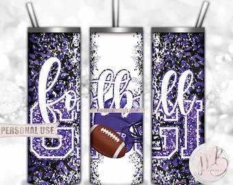 Old Purple Football Gigi 20oz Skinny Tumbler Wrap Sublimation Design • Football Helmet Leopard Print Sports Gigi Gift • DIY Print and Press