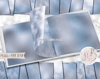 Winter Blues Shimmer Scrapbook Paper Download • Ombre Shimmering Foil Design • Printable Paper Crafts 20 12x12 JPG & PDF