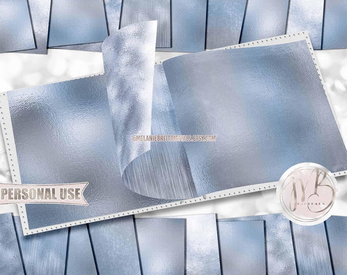 Winter Blues Shimmer Scrapbook Paper Download • Ombre Shimmering Foil Design • Printable Paper Crafts 20 12x12 JPG & PDF