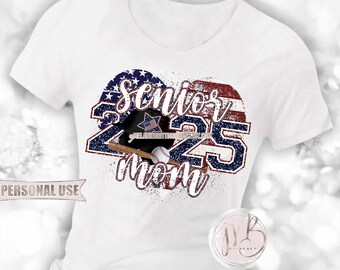 Patriotic Baseball 2025 Senior Mom Heart T-Shirt Sublimation Design • Senior Night Tee for Mom American USA Flag • DIY Print and Press