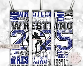 Blue Girl Wrestling Alumni 2025 20oz Skinny Tumbler Wrap Sublimation Download • Wrestler Alumni Gift Typography • DIY Print & Press