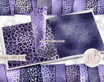 Periwinkle Leopard Scrapbook Paper Download • Periwinkle Blue Shimmering Foil Leopard Print • Printable Paper Crafts 20 12x12 JPG & PDF