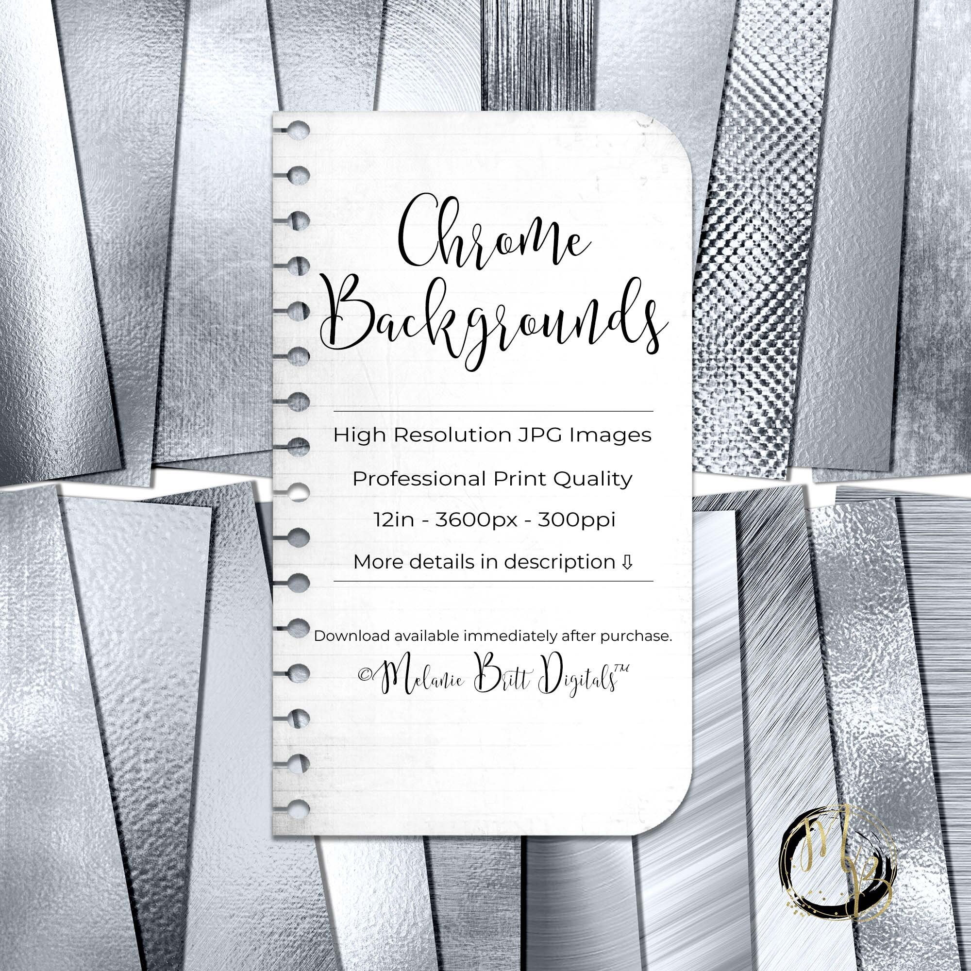 Chrome Digital Paper Download with reflective steel chrome Etsy