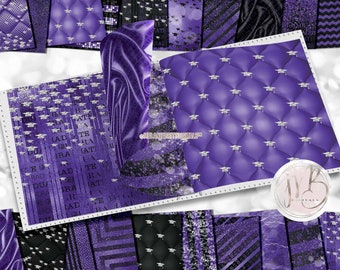 Purple Luxury Graduation Scrapbook Paper Design • Luxurious Diamond Mortarboards • DIY Printable Paper Crafts 20 12x12 JPG & PDF