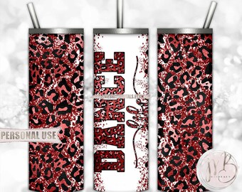 Dance Life 20oz Skinny Tumbler Wrap Sublimation Design Download • Leopard Print Maroon Glitter Dance Team Gift • DIY Print and Press
