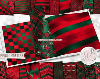 Christmas Opulent Patterned Scrapbook Paper Download • Unique Metallic Shimmering Foil Design • Printable Paper Crafts 20 12x12 JPG & PDF