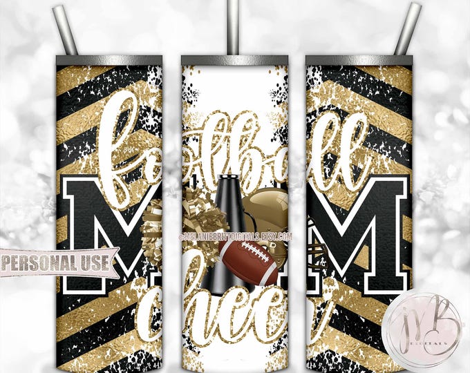 Gold Mom of Both Football and Cheer 20oz Skinny Tumbler Wrap Sublimation Design • Chevron Mom Gift • DIY Print and Press