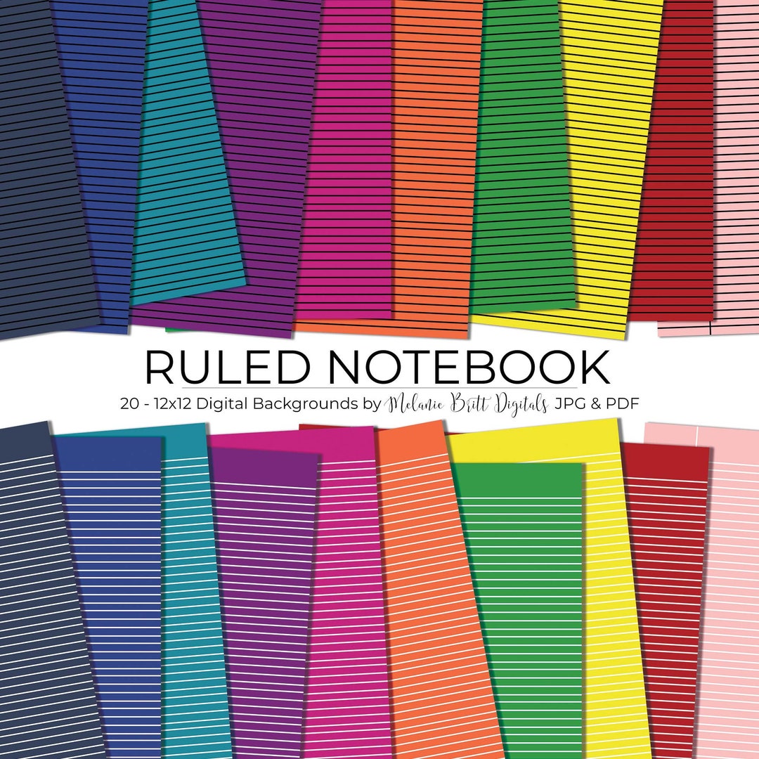 Ruled Notebook Digital Download Primary Colors Writing Notes Back to ...