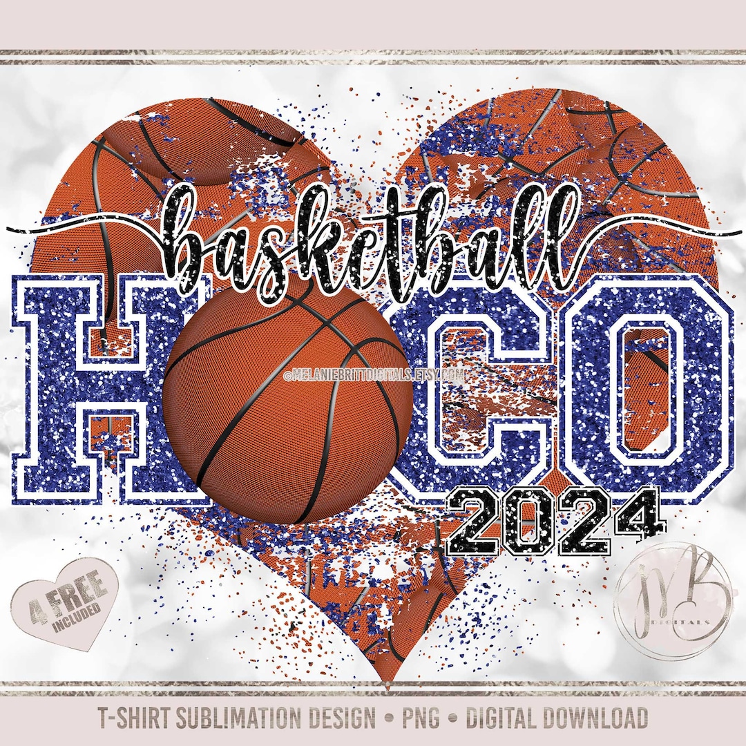 Basketball HOCO 2024 Heart Sublimation TShirt Design PNG Download