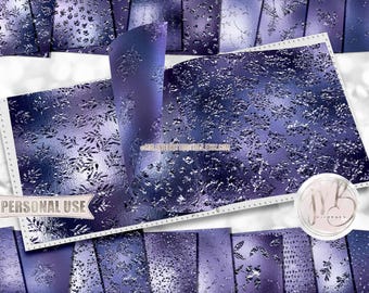 Twilight Purple Foil Flake Leaves Scrapbook Paper Download • Crumpled Shimmering Metallic Flakes • Printable Paper Crafts 20 12x12 JPG & PDF