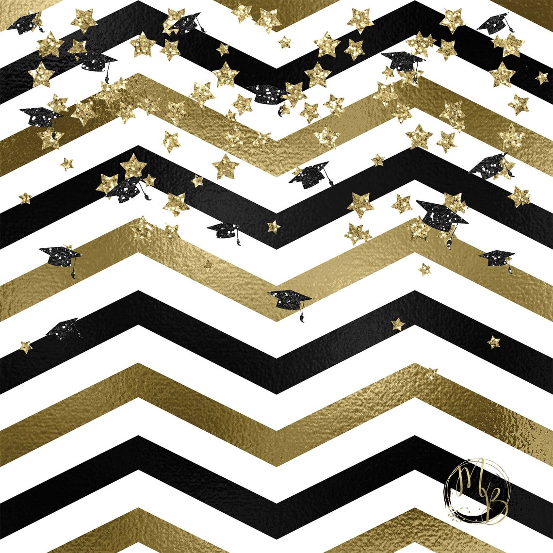 Gold Graduation Digital Paper Download with glitter and foil Etsy