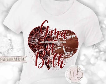 Maroon Grandma of Both Heart T-Shirt Sublimation Design Download • Football Collage Cheer Poms Sports Gma T-Shirt Gift • DIY Print & Press