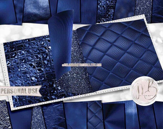 Blue Opulent Scrapbook Paper Download • Unique Metallic Shimmering Foil • Scrapbooking Printable