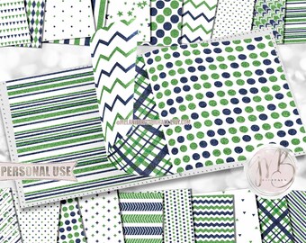 Navy and Lime Glitter Scrapbook Paper Download • Classic Geometric Patterned Glittery Design • Printable Paper Crafts 20 12x12 JPG & PDF