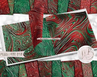 Christmas Candy Swirls Scrapbook Paper Download • Swirling Embossed Patterns Glitter and Foil • Printable Paper Crafts 20 12x12 JPG & PDF