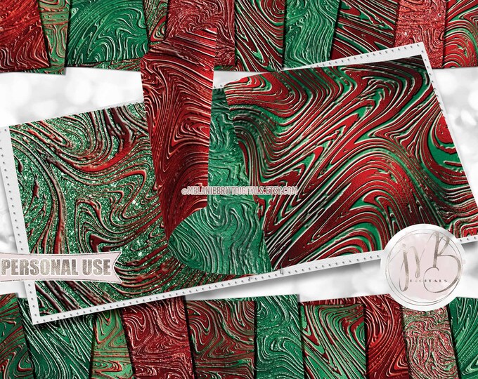 Christmas Candy Swirls Scrapbook Paper Download • Swirling Embossed Patterns Glitter and Foil • Printable Paper Crafts 20 12x12 JPG & PDF