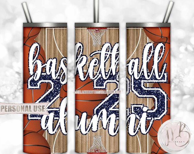 Basketball Alumni 2025 Tumbler Wrap Download • Navy School Colors • Sublimation Print and Press