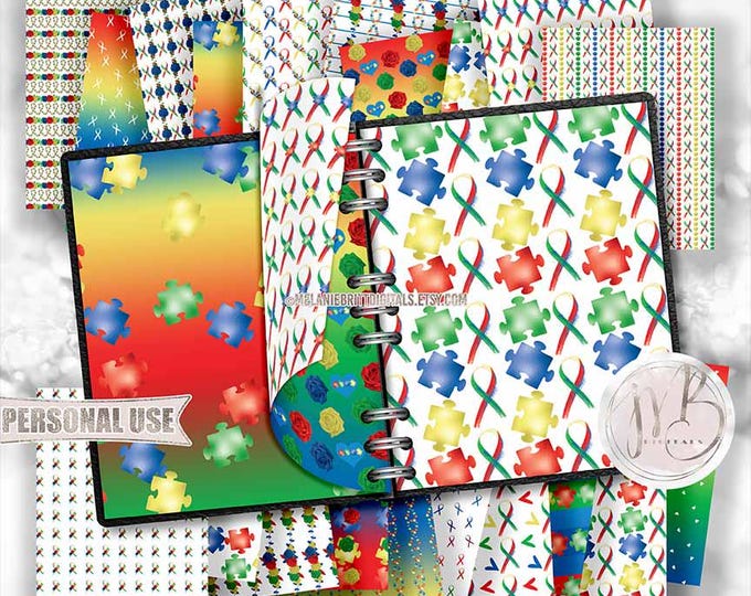 Autism Awareness Scrapbook Paper Download • Scrapbooking for a Cause™ Support Squad • Scrapbooking Printable ©2019